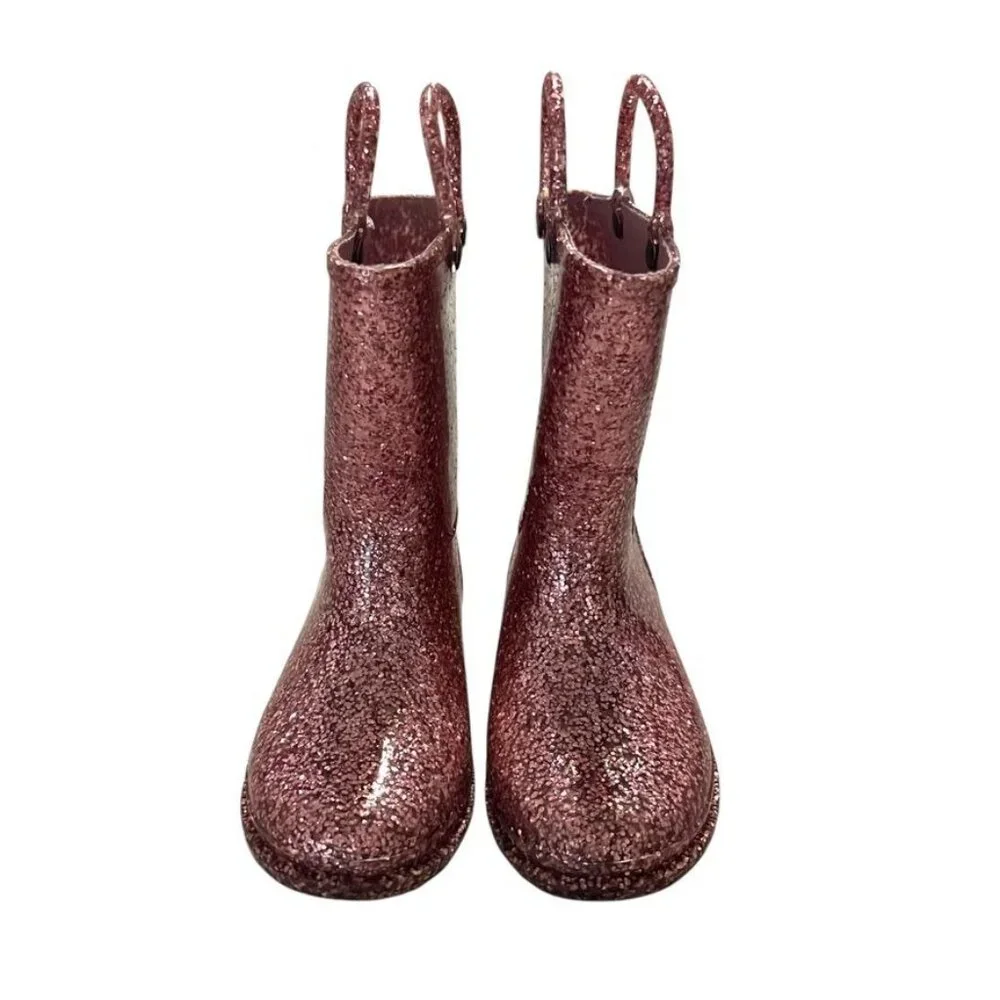 Western Chief Sz 12 Girls Sparkly Pink Glitter Rain Boots